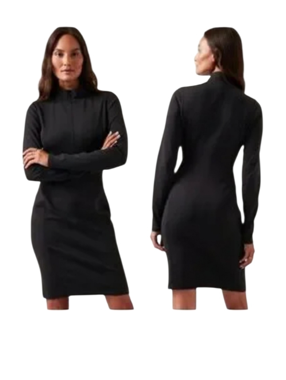 Athleta Womens Black Minimalist Bodycon Workwear Travel Delancey Dress Size XS